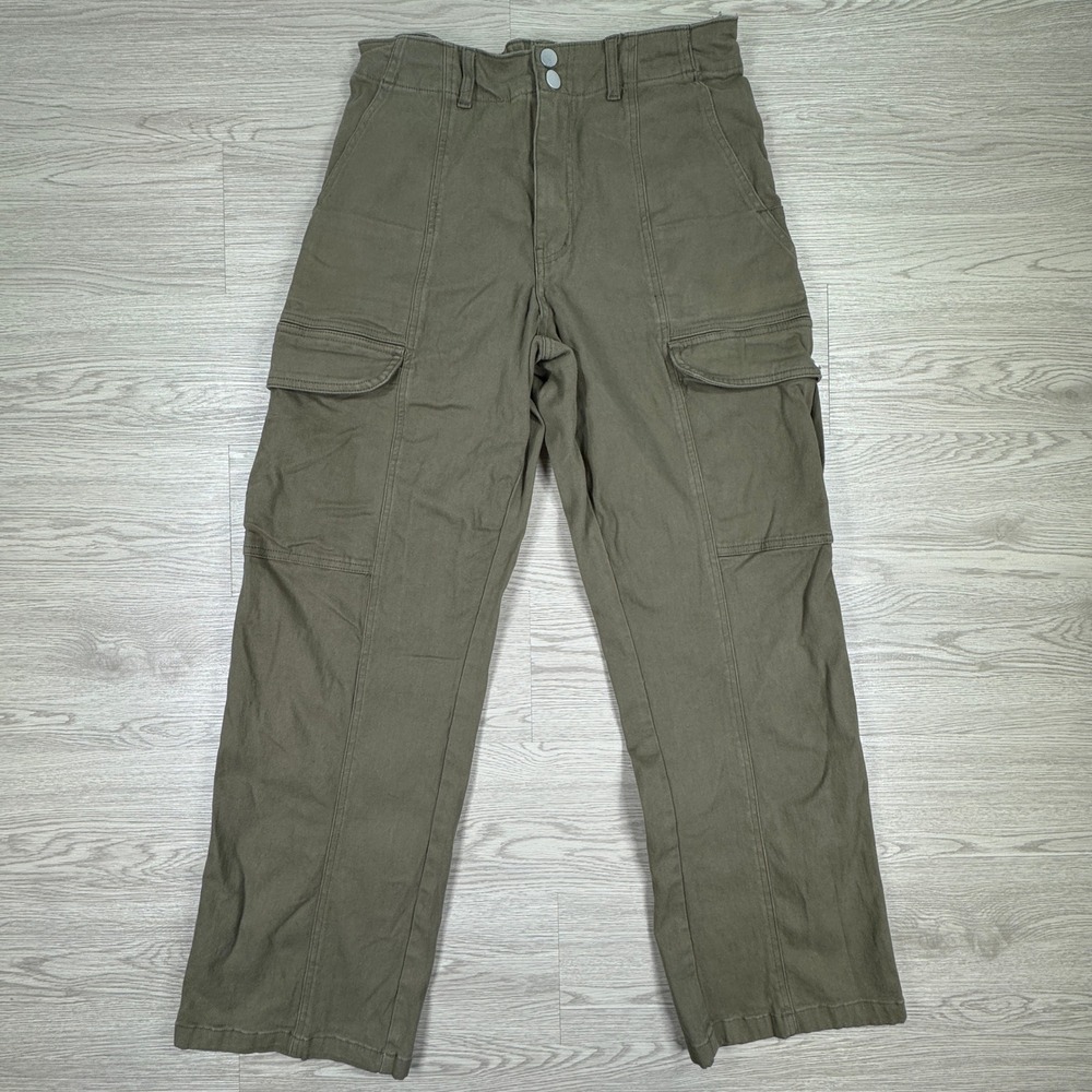 Harper & Ivy Women's Cargo‎ Pants High Rise Olive Green Large Utility Pockets